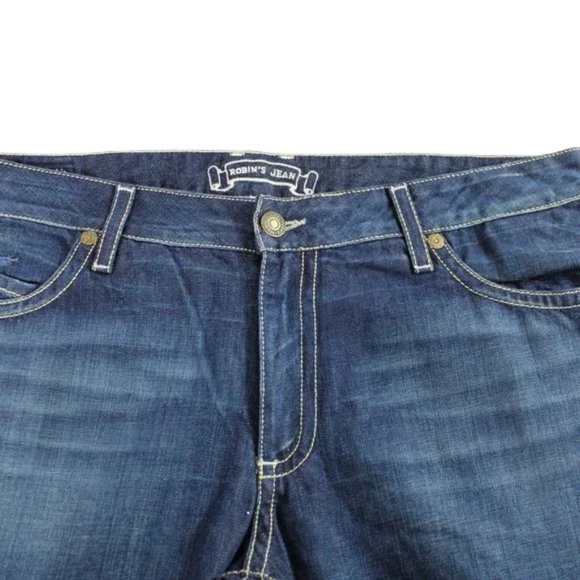 Robin’s Jean Torrent Wing Studded Pockets Vintage Dark Wash Straight, SZ 38/34 - Picture 7 of 9